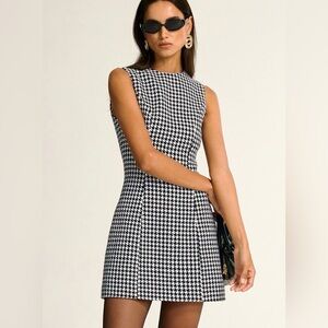 NWT Commense Black and White Houndstooth Mini Dress